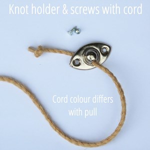 knot holder for roller blind pull stainless steel ring pull - black ribbon